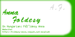 anna foldesy business card